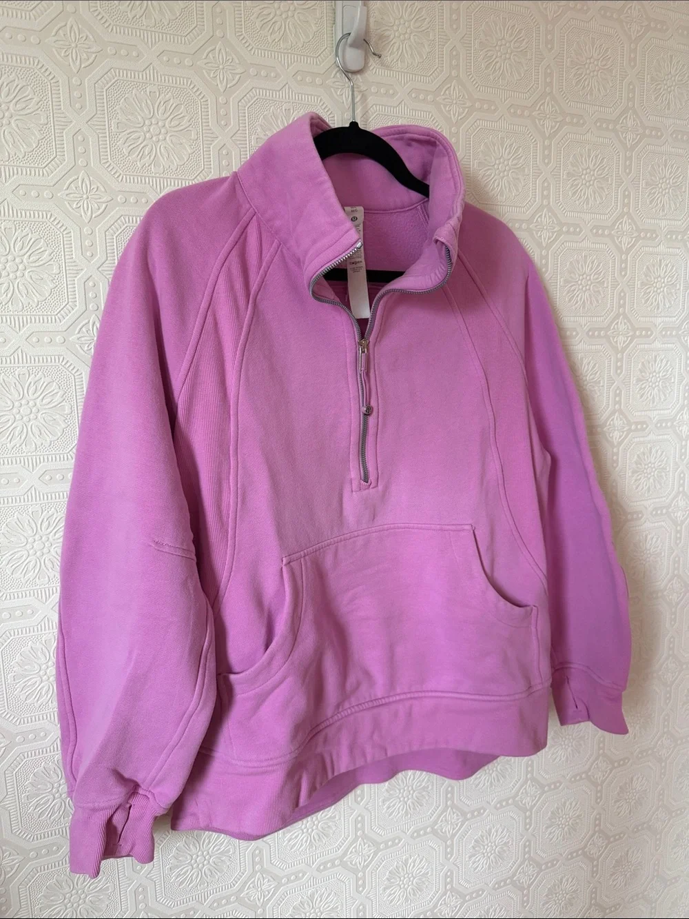 SOLD Lululemon Scuba Oversized Funnel-Neck Half Zip *Long Dahlia Mauve Pink M/L - Picture 4 of 6